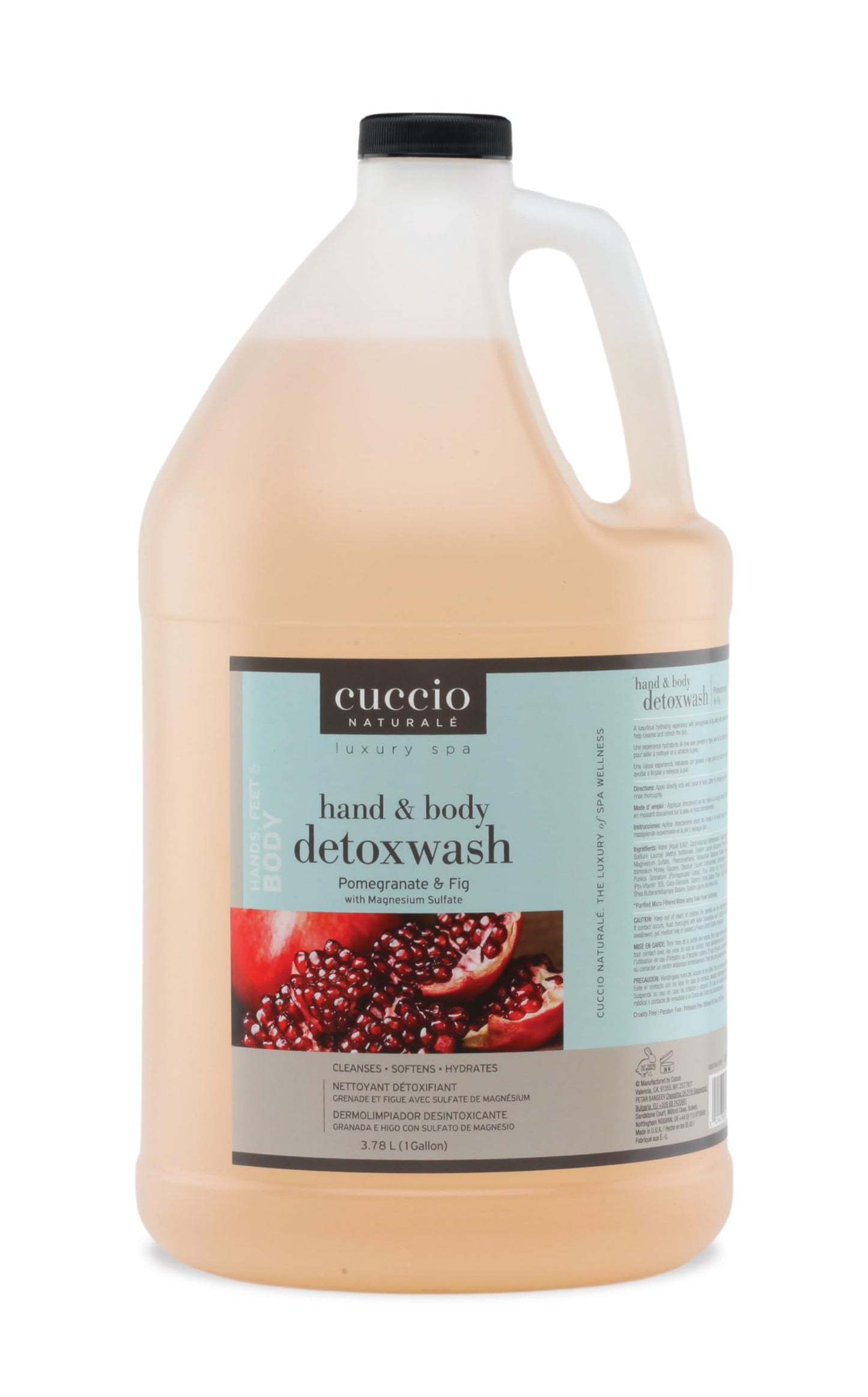 Cuccio Naturale Pomegranate & Fig Hand & Body Detox Wash – 1 Gallon (128 oz) Spa Size Luxury Cleanser, Magnesium Sulfate Detox Formula, Hydrating pH-Balanced Body Wash