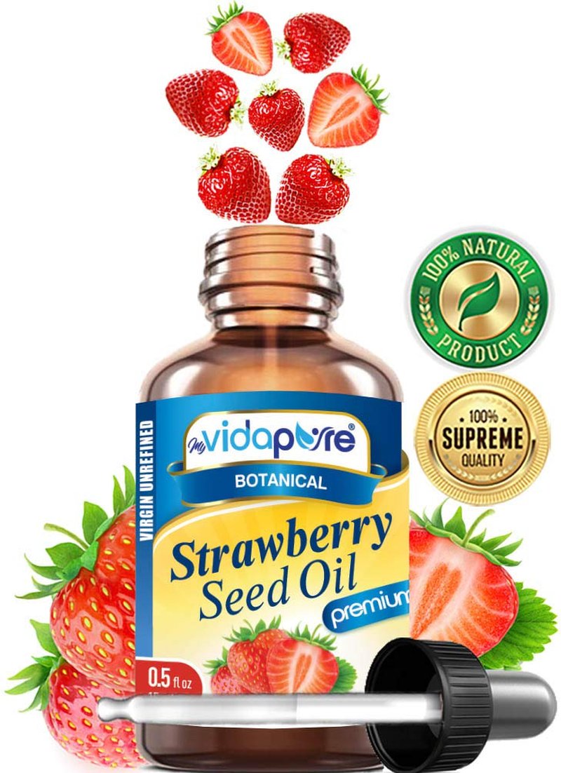 Strawberry Seed Oil - 100% Pure Unrefined Cold Pressed Moisturizer for Face, Hair & Skin | 0.5 Fl Oz