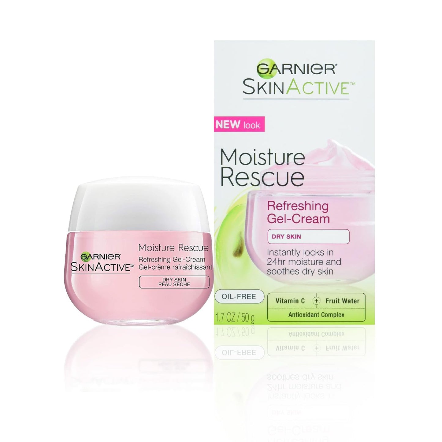 Garnier SkinActive Moisture Rescue Refreshing Gel-Cream for Dry Skin, Oil-Free, 1.7 Oz (50g), 1 Count (Packaging May Vary)