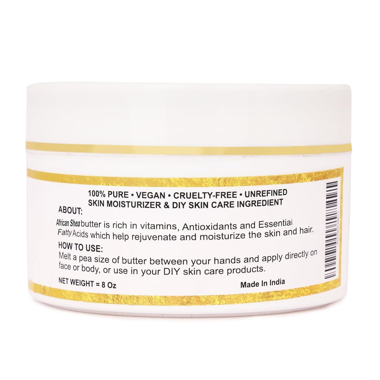 Organic Raw African Shea Butter 100% Pure,Natural & Unrefined| Skin Moisturizer For Face, Body & Hair| 8 OZ/230 GM Ivory / White Grade A | DIY Creams, Balms, Lotions, Soaps| Moisturizes Dry Skin