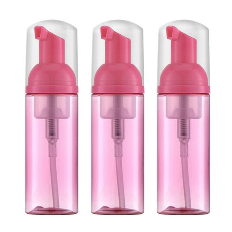Owlyee 2oz Foam Bottle (3PCS) Empty Foaming Pump Dispenser for Hand Soap, Lash Cleanser, Shampoo to Travel (60ml, Rose Red)