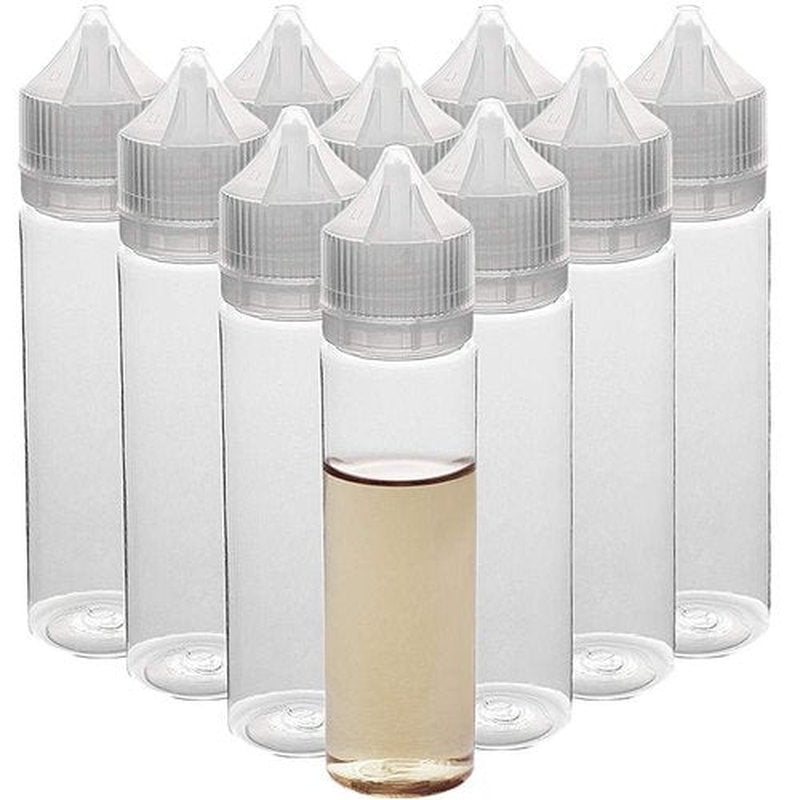 10pcs empty 60ml PET liquid bottle Unicorn dropper bottle DIY liquid bottle (All White transparent, 60ML X 10PCS)