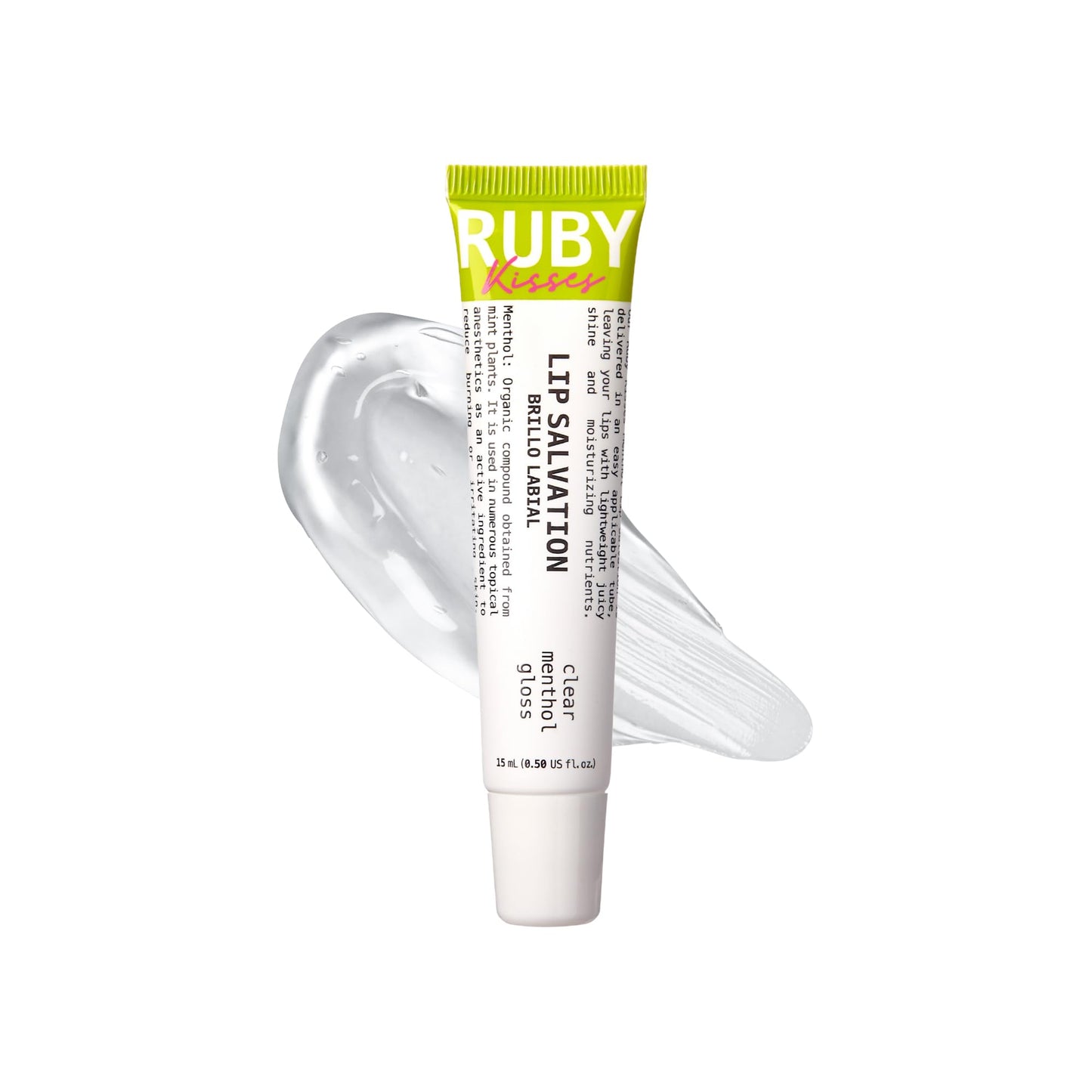 Ruby Kisses Salvation Lip Gloss, Lightweight, Juicy Shine, Menthol Infused Conditioning Lip Treatment, Heals, Cools & Calms, Deep Hydration Lip Care (Clear)