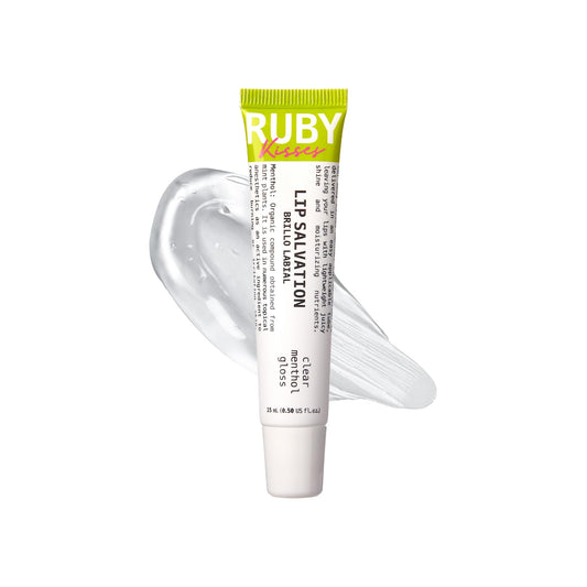 Ruby Kisses Salvation Lip Gloss, Lightweight, Juicy Shine, Menthol Infused Conditioning Lip Treatment, Heals, Cools & Calms, Deep Hydration Lip Care (Clear)