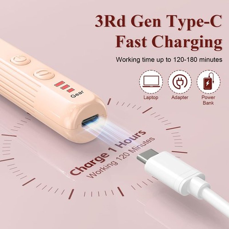 Professional Nail Drill Set, 2,0000 RPM Electric Nail File with 12 Grinding Head & 100Pcs Sanding Bands for Acrylic Gel Nails, Manicure and Polishing