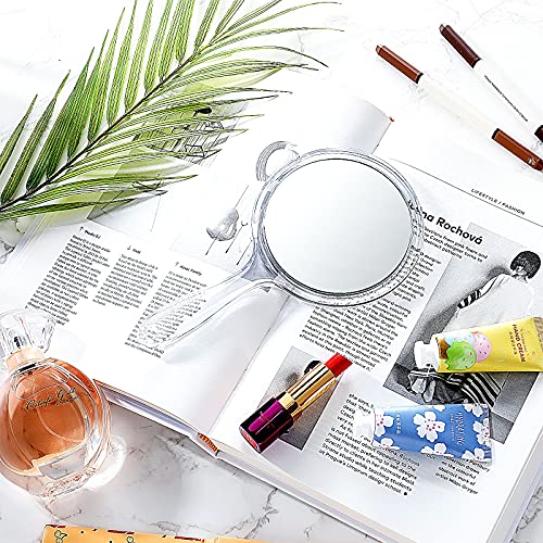 Jetec Hand Mirror Double Sided Handheld Mirror 1X/ 2X Magnifying Mirror with Handle Mirror Rounded Shape Makeup Mirror (Black)