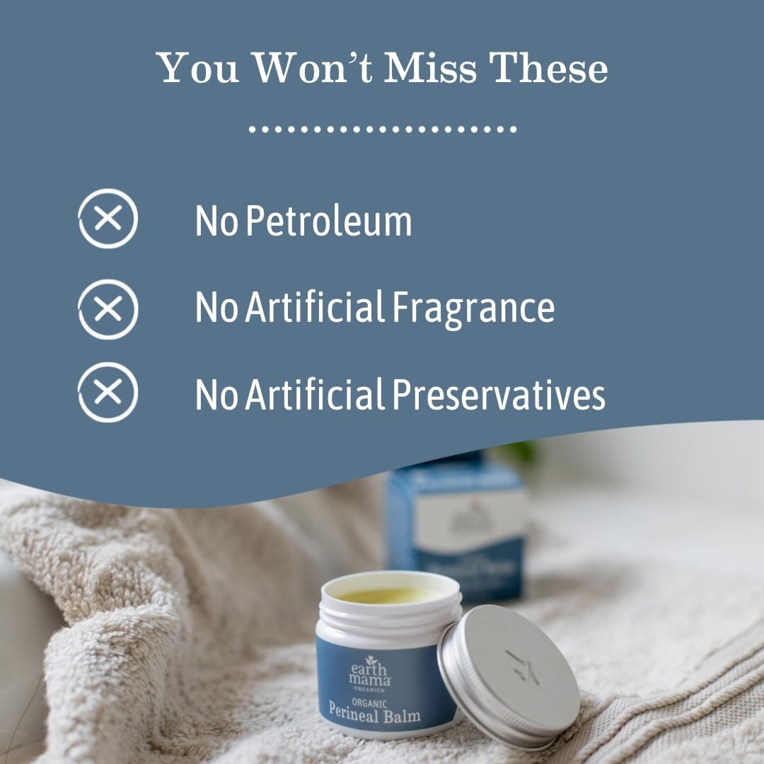Earth Mama Organic Perineal Balm | Naturally Cooling Herbal Salve for Pregnancy and Postpartum Relief with Witch Hazel & Calendula, Feminine Care Essentials, No Benzocaine or Butane, 2-Oz (3-Pack)