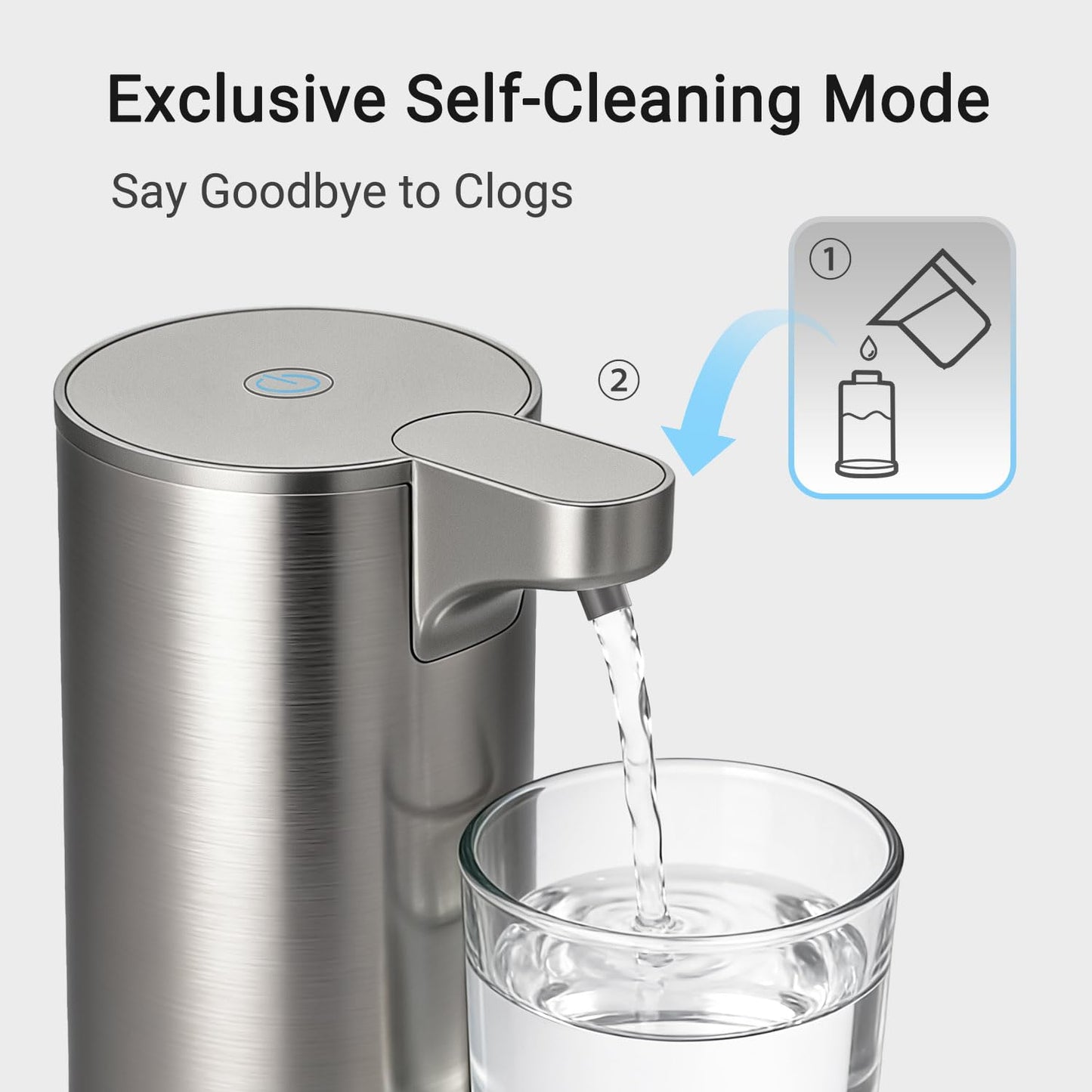LAOPAO Automatic Foaming Soap Dispenser, Matte Stainless Steel Touchless Soap Dispenser with Self-Clean Mode, 1500mAh Rechargeable USB-C, IPX5 Waterproof Anti-Clogging Foam Pump for Kitchen & Bathroom