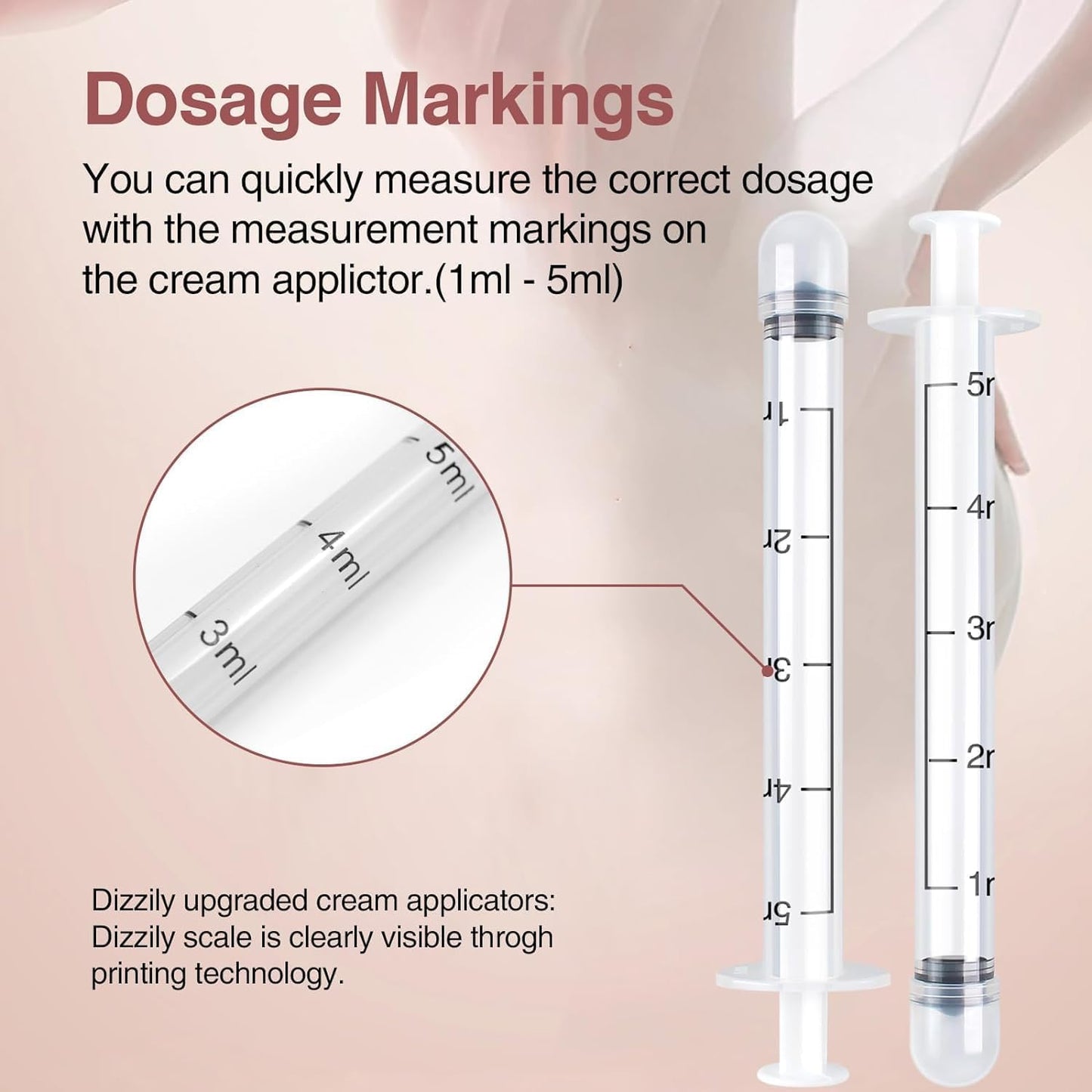 40 Pack Disposable Vaginal Cream Applicators, Lube Injector Syringes, Fits Preseed, Suppository, Lub-RIC-Ants, Premarin, Gels, Lubricants, Feminine Care Applicator - Comfort Tip and Dosage Markings