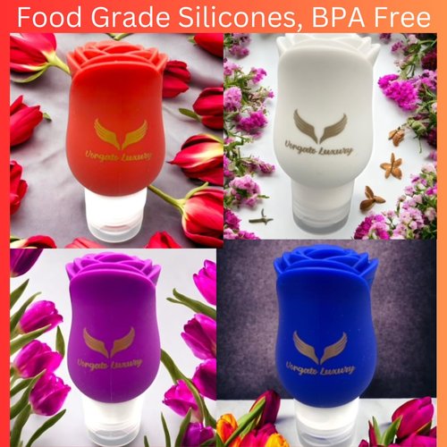 Vorgato Luxury- Silicone Travel Bottles for Toiletries - 3oz Travel Size Bottles - Silicone Travel Bottles - TSA Approved Travel Bottles - Leak proof Travel Bottles (Red, Purple)