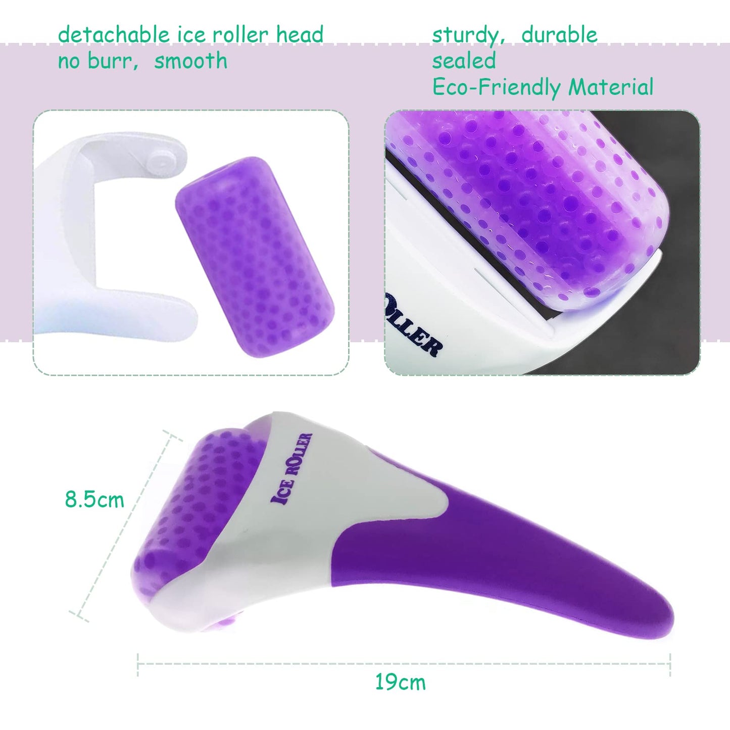 Smato Ice Roller for Face,Cold Facial Massager for Eye Puffiness,Skin Care Tools for Migraine Relief and Blood Circulation (Purple)