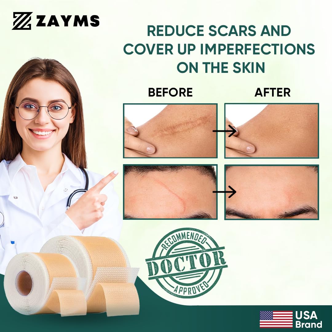 Silicone Scar Tape (1.6” x 120” Roll-3M), Silicone Scar Sheets for Scar Removal, Medical Grade Reusable Tape Strips for Surgical Scars, Keloid, C-Section, Burn, Acne, and Tummy Tuck