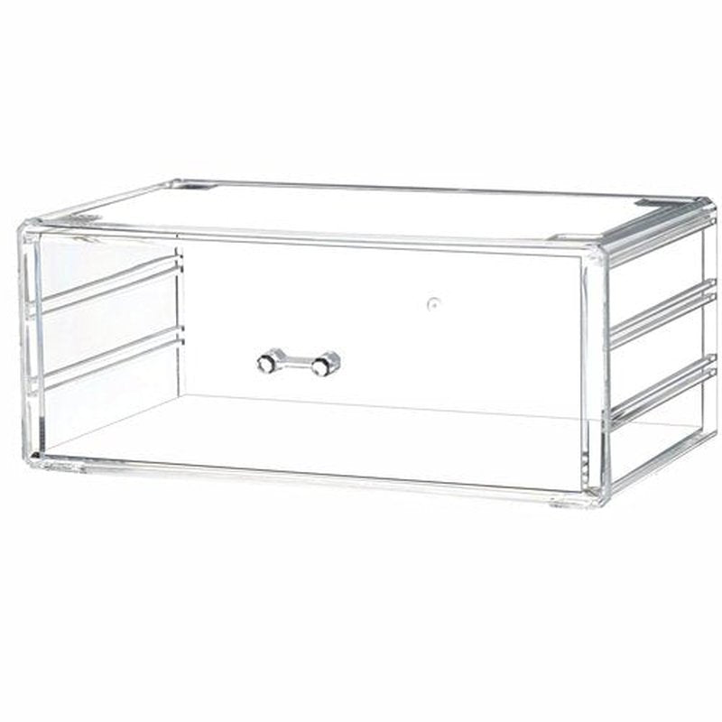 Cq acrylic Clear Desktop Drawer for Girls Stackable Acrylic Large Acrylic Drawers with 1 Drawer,Large Accessory Organizer and Plastic Under Cabinet Drawer for Vanity Desktop and Undersink,1pc