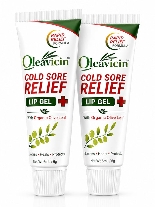 Oleavicin Lip Gel - Natural Cold Sore & Fever Blister Treatment | Fast-Acting Relief - 1.3oz (2 Pack)