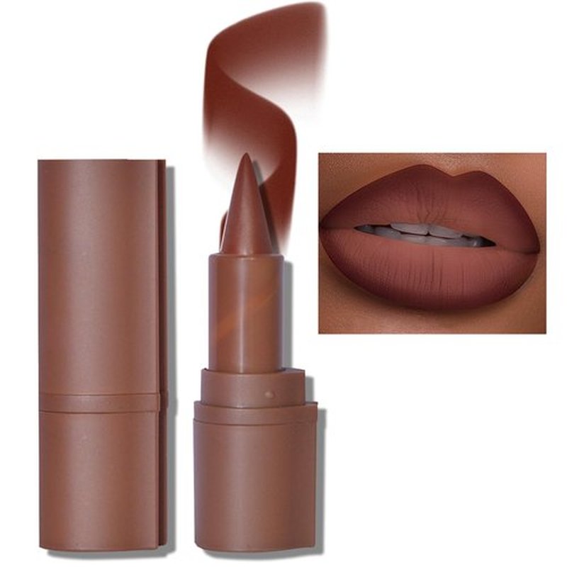 Erinde 2-in-1 Gradient Lip Liner and Lipstick Lip Combo Set, Matte Nude Dark Brown Red Lip Liner Creamy Lip Pencil Crayon, High Pigmented Long lasting Lipstick Makeup, 03# Caramel Brulee