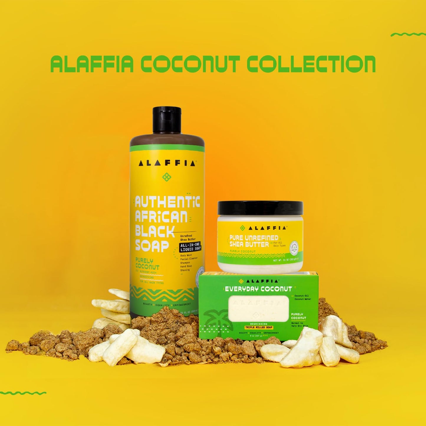 Alaffia Pure Unrefined Shea Butter, Purely Coconut 2-Pack – Natural Source of Fatty Acids, Vitamins, and Minerals for Glowing Skin, 11 Oz Ea
