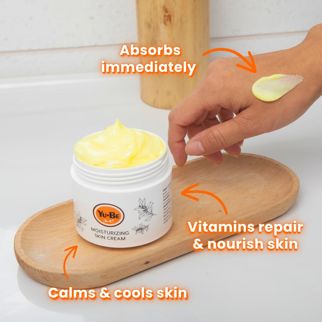 Yu-Be Moisturizing Skin Cream 4.4 Fl. Oz. Jar (2 Pack) I Deeply Hydrating Non-Greasy Moisturizer for Severely Dry Skin I Soothing Camphor Calms, Cools, & Relieves Skin I Vitamins Repair & Nourish