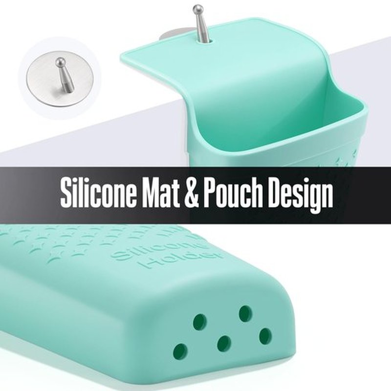 CROWATTS Heat Resistant Silicone Hair Iron Mat and Pouch,Portable Travel Hair Straightener Mat and Holder for Hair Styling Tools.1 Pack.(Mint Green)