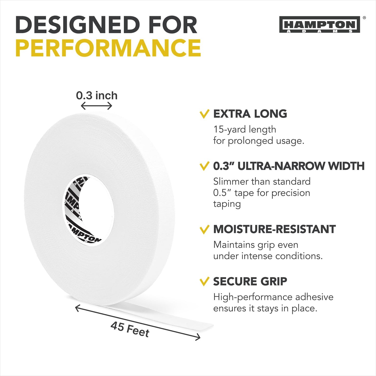 Hampton Adams | As Seen on Shark Tank | Pro Finger Tape (8-Pack) | for BJJ Bouldering Crossfit Weightlift | Non-Slip Extreme Quality No-Fray Climbing Tape | Extended Wear Super Strong Adhesive (White)