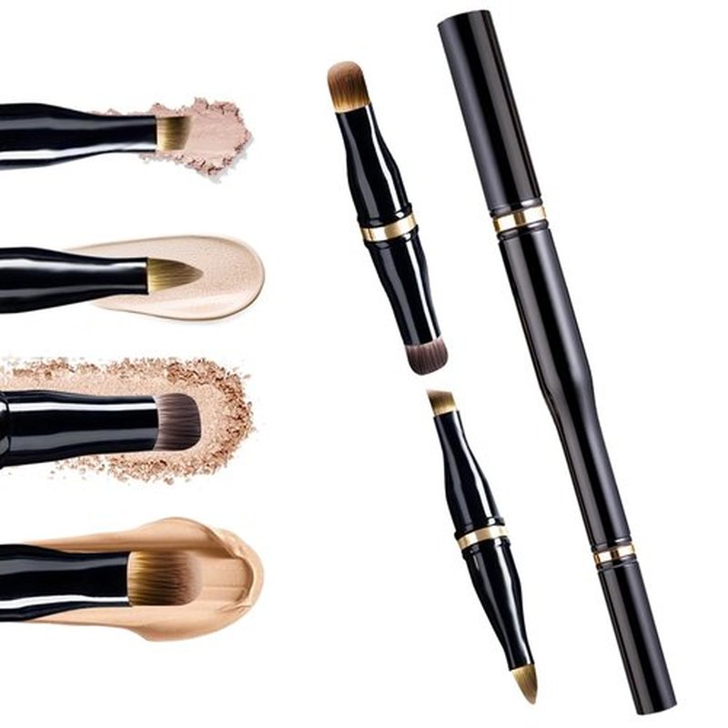 Unaone 4 in 1 Makeup Brush - Travel Lip Brush Eyebrow Brush Eyeshadow Brush Concealer Brush, Portable Multi-function Makeup Brushes