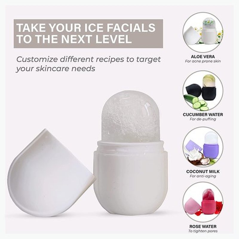 ice Roller for Face and Eye, Upgrated Ice Facial Roller,Facial Beauty Ice Roller Skin Care Tools, Ice Facial Cube Gua Sha Face Massage, Silicone Ice Mold for Face Beauty (White)