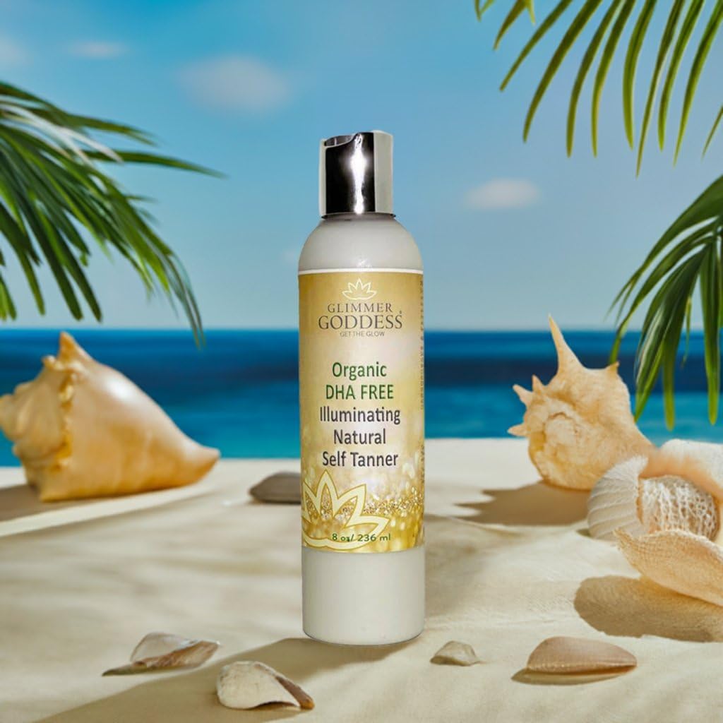 Glimmer Goddess Organic DHA FREE Self Tanner - (Dark) Sunless Tanning Lotion 8 oz