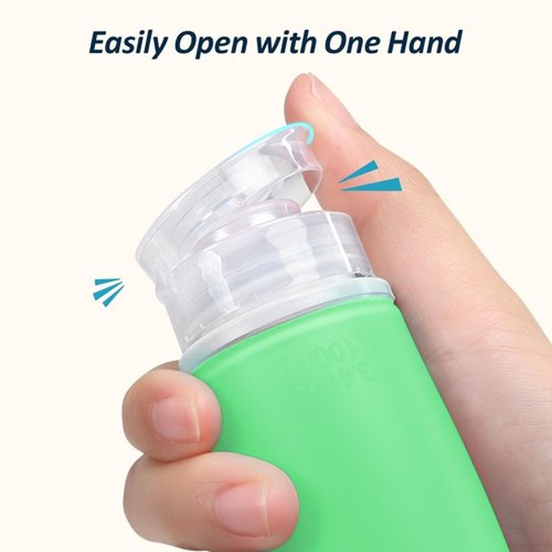 PACKISM TSA Approved Toiletry Bottles - 6 Pack Leak Proof 3.4oz Silicone Travel Bottles for Toiletries,Refillable Liquid Travel Accessories for Shampoo Conditioner Lotion Body Wash(BPA Free)