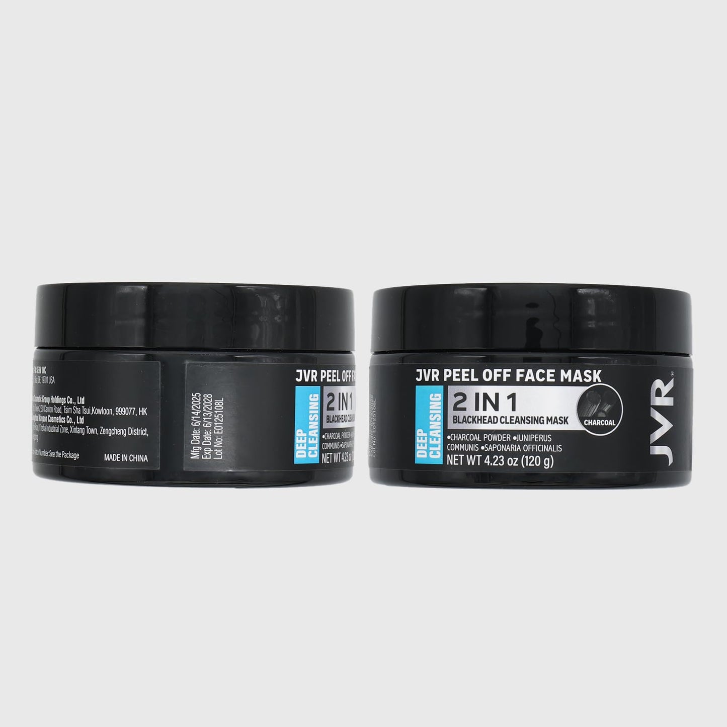JVR Peel Off Face Mask, Blackhead Mask for Men, Charcoal Peel Off Black Mask, Facial Mask Refreshing and Deep Cleansing for All Skin Types 4.23 OZ