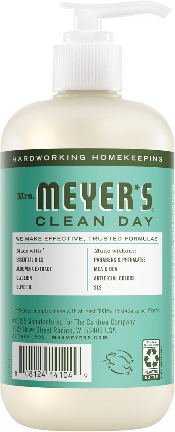 Mrs. MEYER'S Clean Day Liquid Hand Soap 6 Pack Variety Pack, Clementine, Basil, Lavender, Rain Water, Oat Blossom, Lemon Verbena, 12.5 OZ Each, 1 CT
