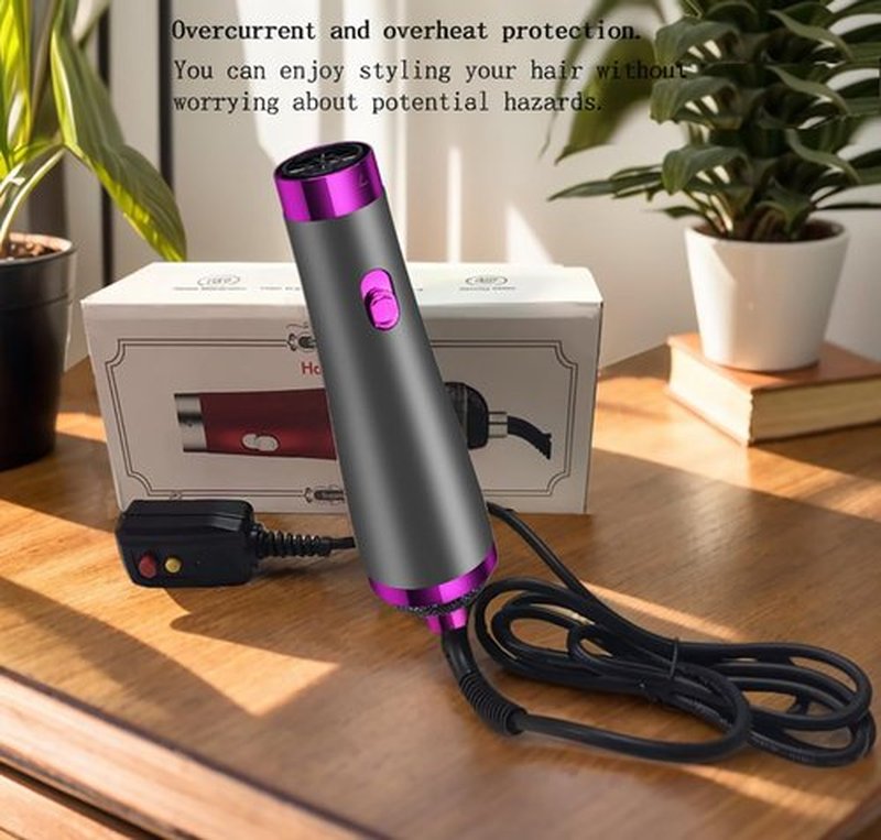 Travel Hair Dryer- 1800W High-Speed Brushless Motor Negative Ionic Blow Dryer for Fast Drying, Low Noise Thermo-Control Hair Dryers with Comb for Salon, Home and Travel. (Purple)