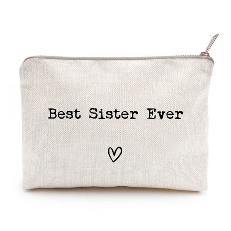 Best Sister Ever, Sister Gift, Missing You, Send Love, Makeup Case, Toiletry Bag, Gift for Friend, Makeup Bag for Best Friends, Best Friends Gifts