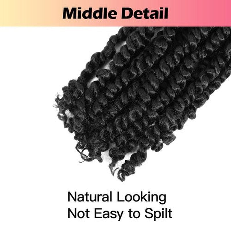 Niseyo 10 Inch Passion Twist Hair Pre-twisted 4 Packs Pre-looped Crochet Passion Twist Crochet Hair Short Braids (4Packs, Black)