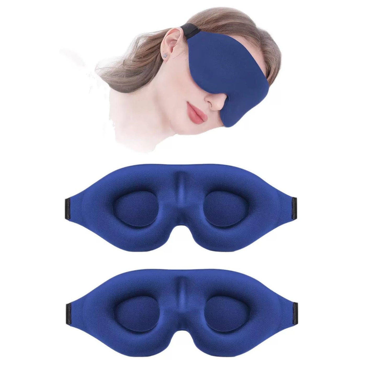 GIGGSKZE 2 Pack Sleep Mask for Side Sleeper, Blackout 3D Eye Mask for Sleeping, Night Blindfold for Men Women (Royal Blue)