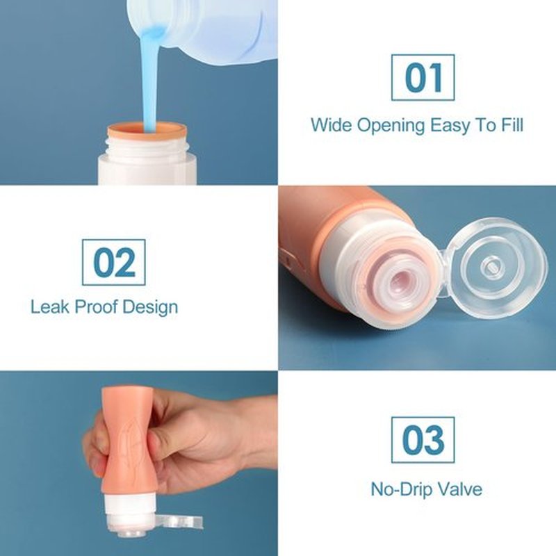 Vipop 4 Pack Travel Bottles for Toiletries,TSA Approved Silicone Travel size Toiletries,Leak Proof Travel Containers for Toiletries,Travel Bottles for Shampoo Conditioner Lotion (Leaf)