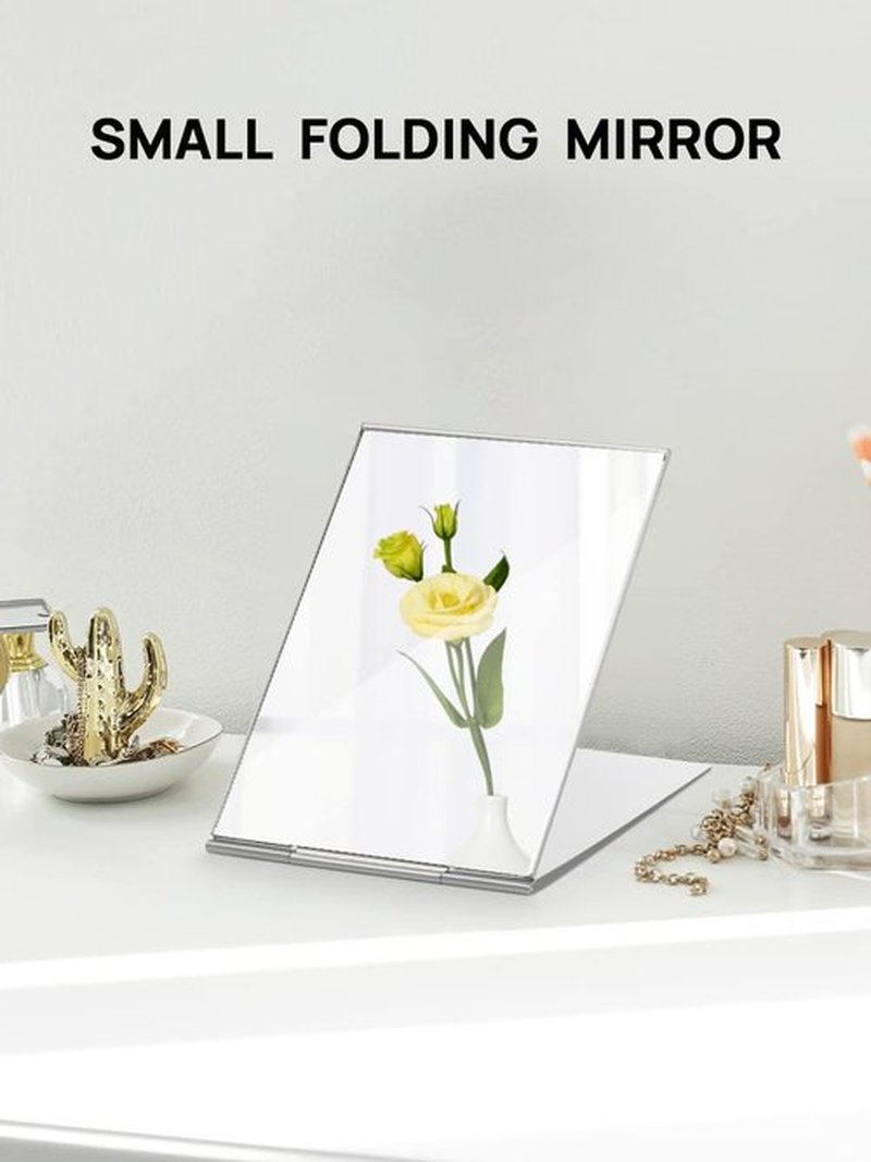 MIRRORNOVA Portable Folding Mirror, Ultra-Slim Durable Makeup Tabletop Mirror for Travel with Aluminum Shell, Large Size 6"