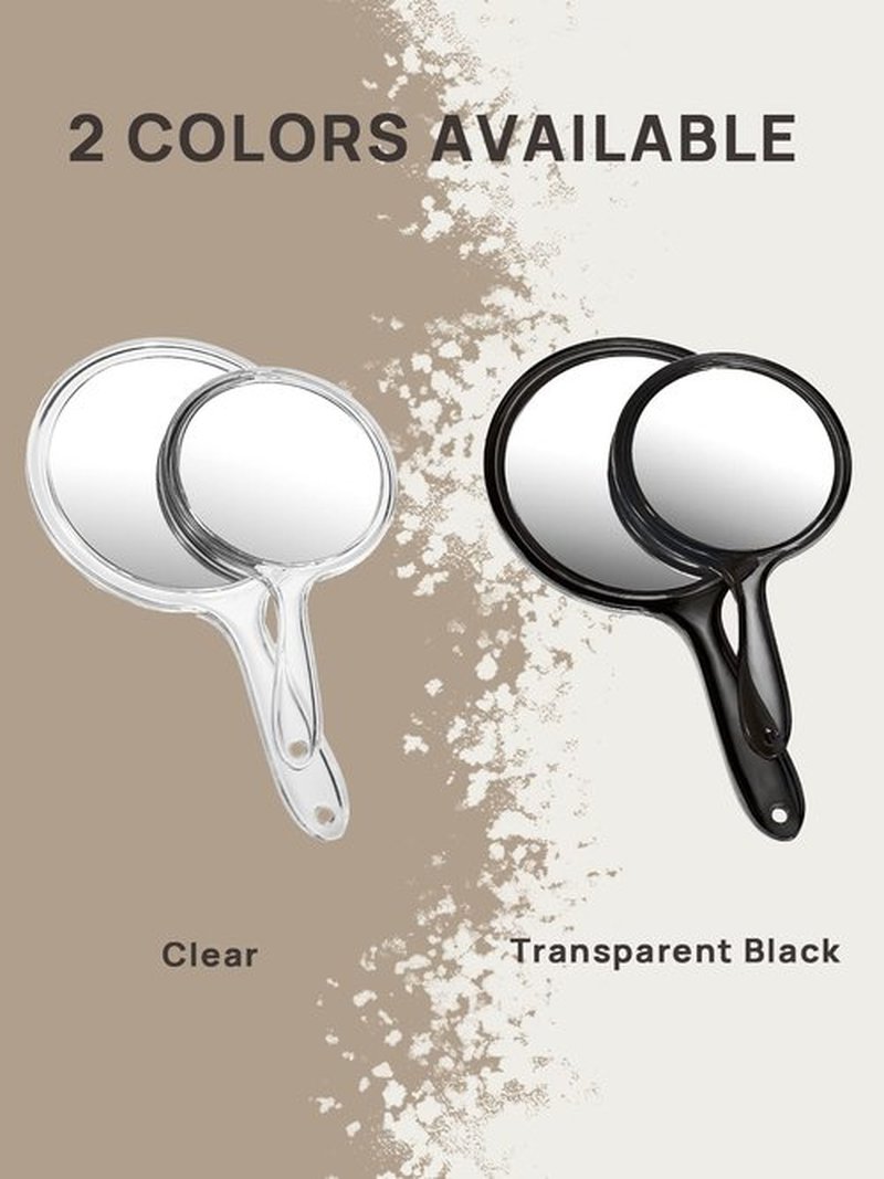OMIRO Hand Mirror, Double-Sided Handheld Mirror 1X/3X Magnifying Mirror with Handle, Set of 2 (Transparent Black)