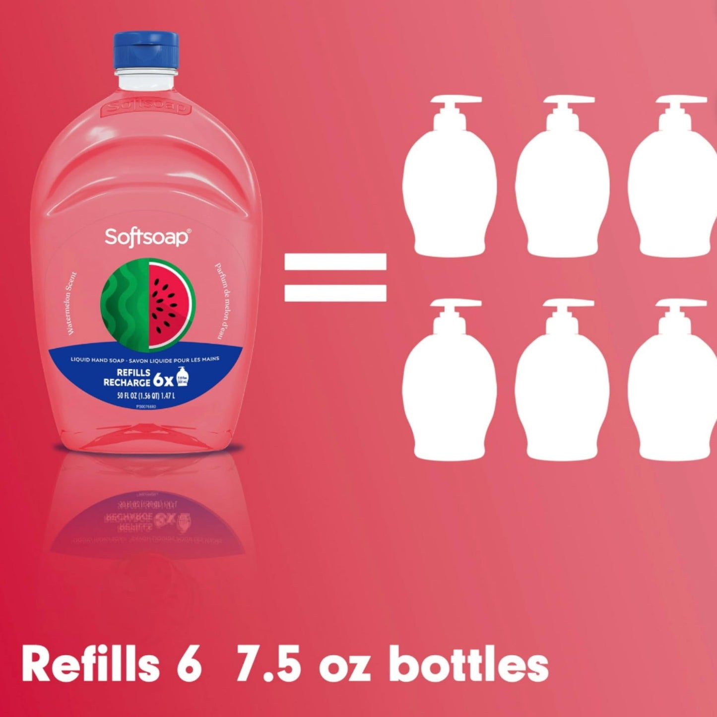 Softsoap Limited Edition Seasonal Scents | Extra Large Refill Bottles, 100 FL Oz Total, 2-50 Fl Oz Bottles for Refilling Liquid Hand Wash (Watermelon)