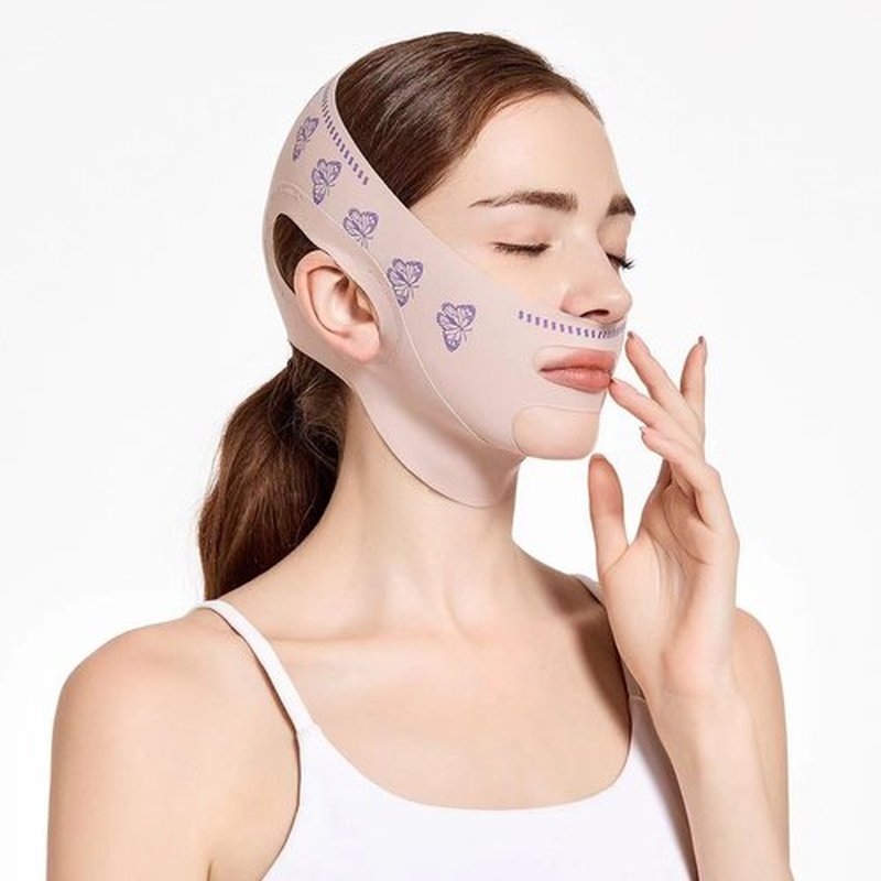 MZLUWM Beauty Face Sculpting Sleep Mask, Double Chin Reducer,V Shaped Slimming Face Mask, Reusable Facial Shaped UP Lift Mask- Anti-Aging and Anti-Wrinkle Band (Pink B)