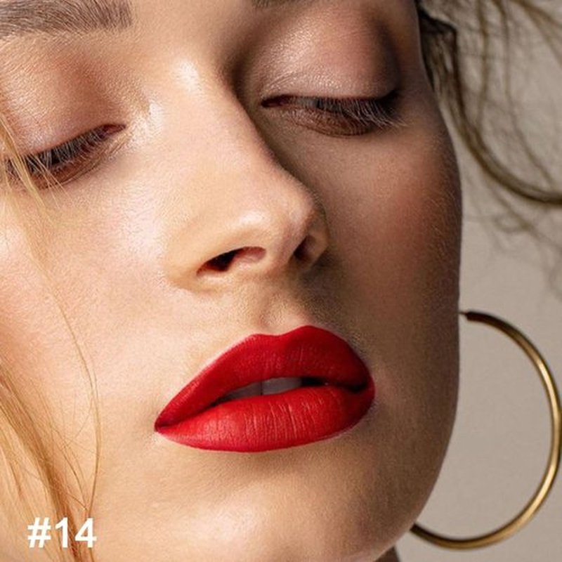 2 in 1 Ruby Red Matte Lip Liner & Lipstick Combination, DNM Metallic Dual Ended Lipstick, Lip Liner, Lip Gloss, 24 Hour all Day Long-Lasting Waterproof Lipliners Pen for Women Lip Makeup Gift Set14#