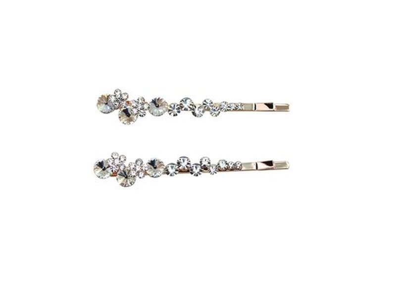 Faship A Pair Of Clear Premium Rhinestone Crystal Floral Hair Clips Pins 2 Pcs