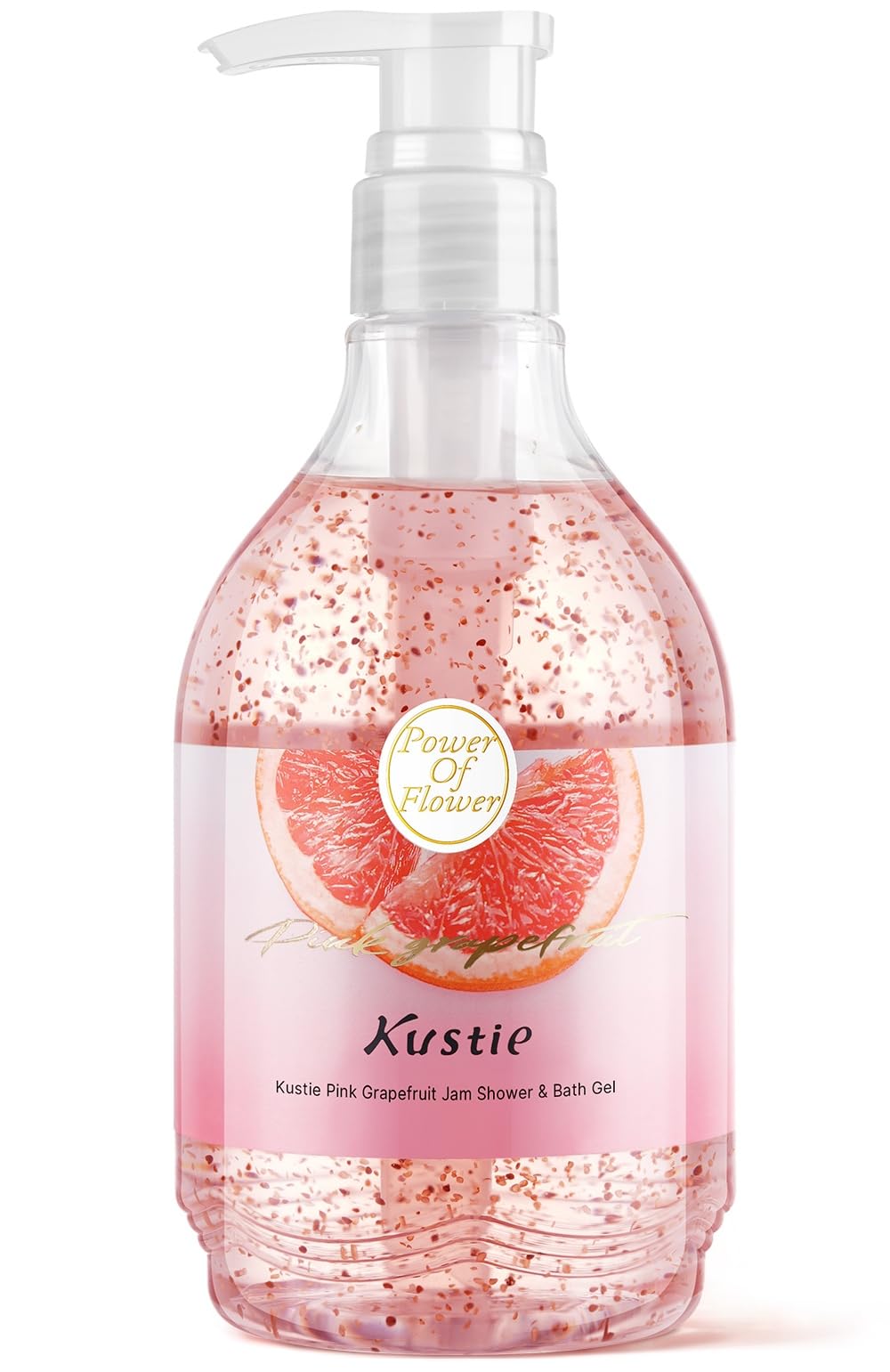 Kustie Grapefruit Body Wash – Jam Texture Exfoliating Shower Gel with Strawberry Seeds, Grapefruit Extract & Squalane, Refreshing & Moisturizing Cleanser for Dry & Sensitive Skin, 19.6 fl oz