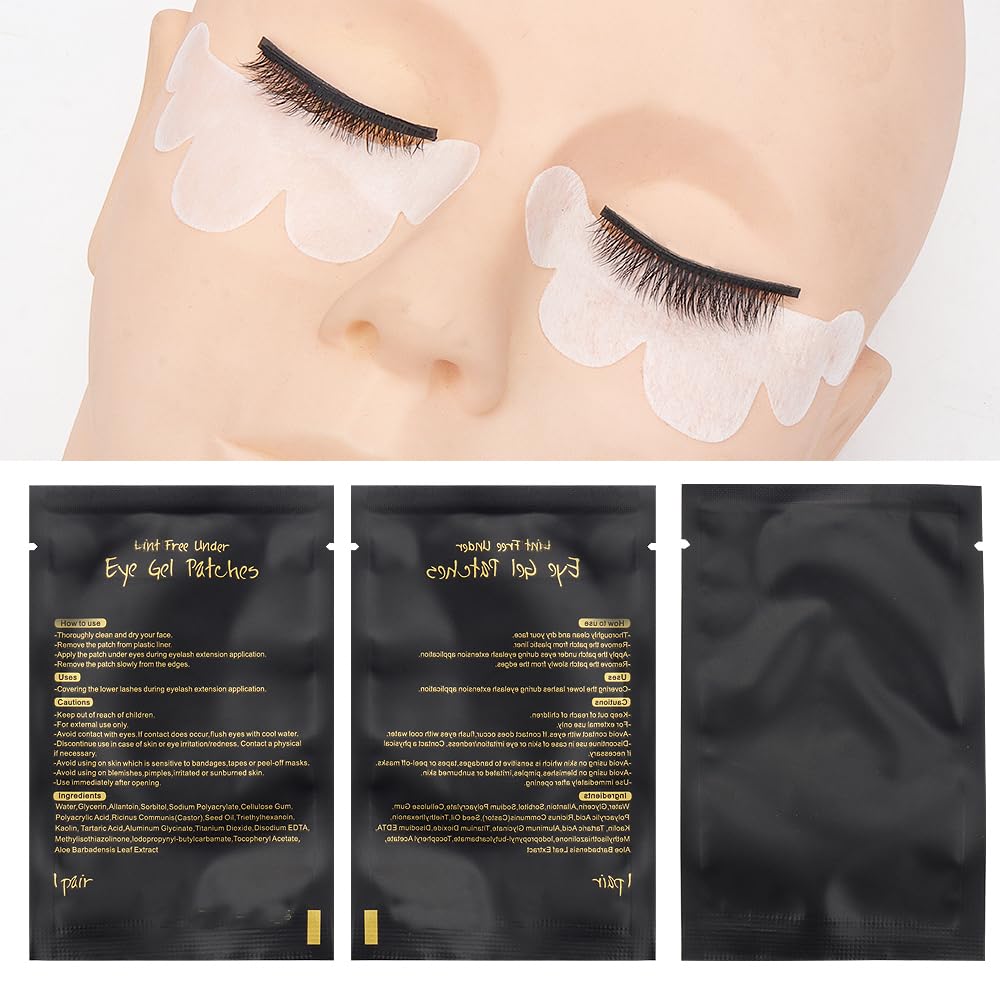 Mekupeu 100 Pairs Eye Under Gel Pads Eyelash Extensions Patches,Lash Extension Lint Free Under Hydrogel Eye Mask Pads Beauty Tools