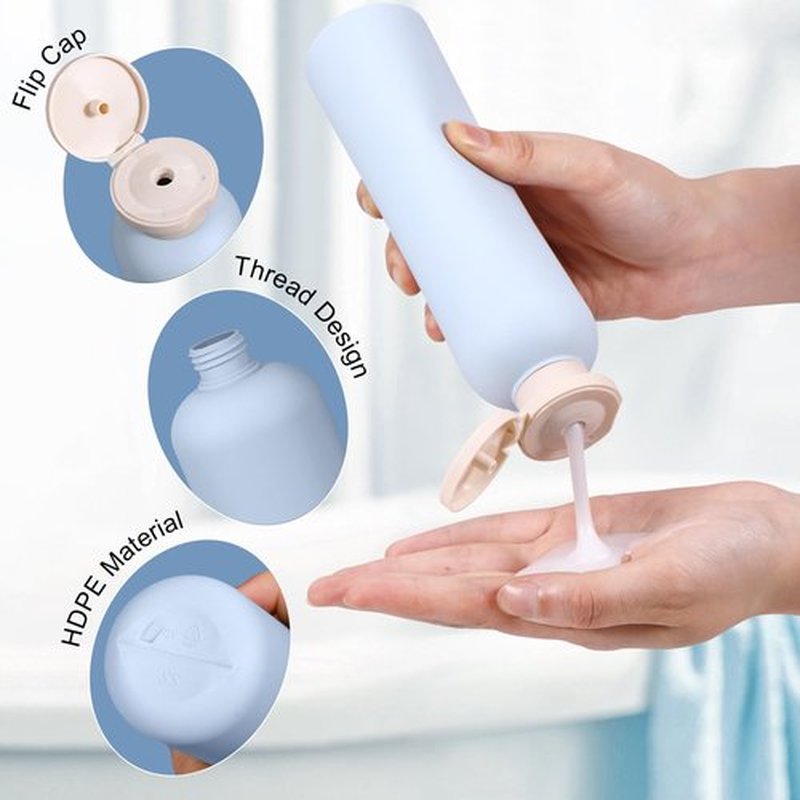 UMETASS 8.8oz Travel Bottles for Toiletries, Empty Plastic Squeeze Bottles with Flip Cap, Lotion Container for Toiletries (3 pack, bule)