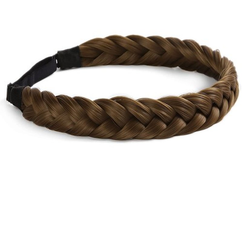 STHEJFB Braid Headband 2 3 Strands combinations Messy Wide Chunky Fluffy Elastic Stretch Hairpiece Braided Headband Women Girl Beauty accessory (Braid pioneer B)
