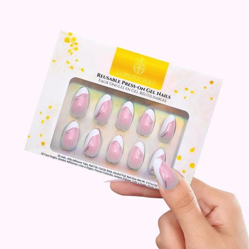 Lopotichat Ultra-Resistant Gel Press-On Nails Set - 30 Nails in 15 Sizes for Perfect & Natural Fit - Reusable Manicure for DIY Salon-Quality Nails at Home (Blush Bijou)
