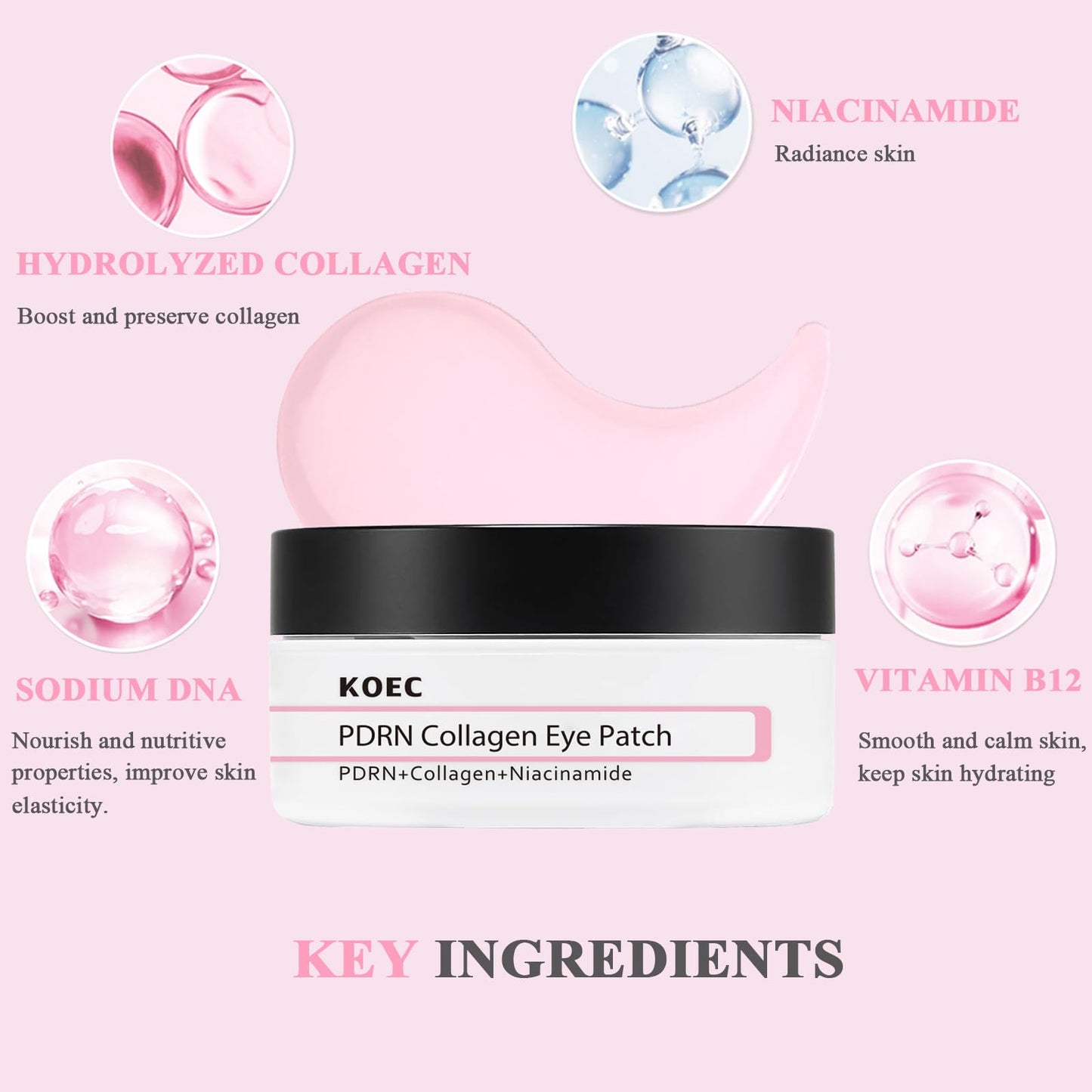 SHEEYOON Collagen Eye Patch 30 Pairs, Under Eye Patches with PDRN, Collagen & Niacinamide, for Puffy Eyes Dark Circles and Fine Lines Smoothing Skin Treatment