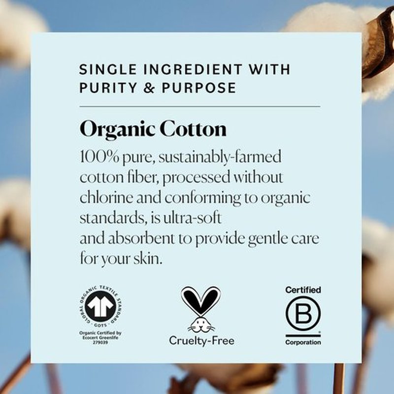 Sky Organics Organic Jumbo Cotton Balls for Sensitive Skin, 100% Pure Organic Cotton Sustainably Grown, Chlorine Free, Hypoallergenic, Ultra-Soft and Absorbent for Beauty & Personal Care, 100 ct