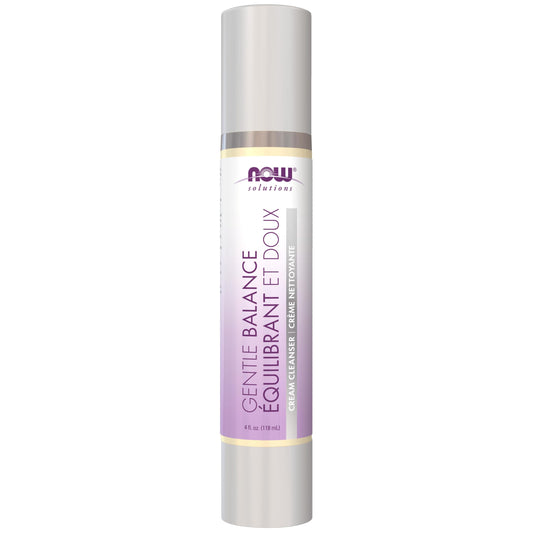 NOW Solutions Gentle Balance Cream Cleanser, 4 oz - Fragrance-Free, Non-Foaming Formula with Bakuchiol and Ceramosides