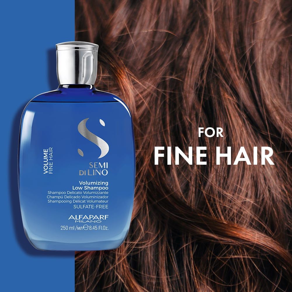 Alfaparf Milano Semi Di Lino Volume Shampoo For Fine Hair – Sulfate Free Volumizing Low Shampoo - Adds Intense Volume, Thickness and Body - Anti-Frizz - Professional Salon Quality
