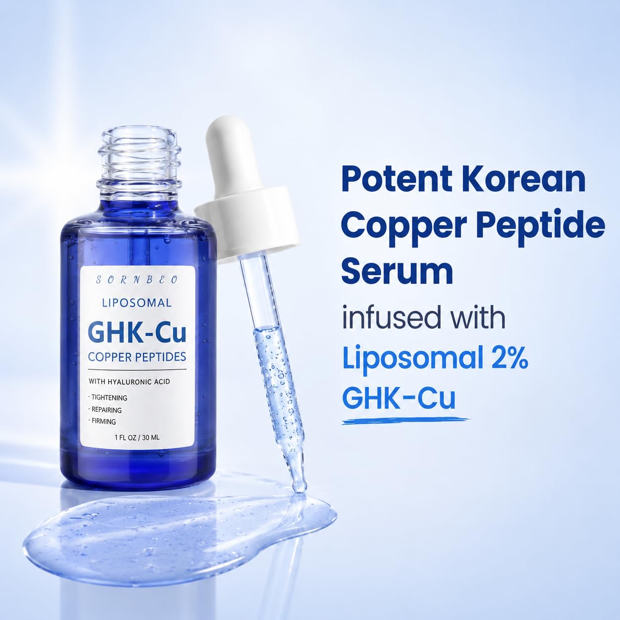 Copper Peptides Serum for Face with Liposomal 2% GHK-Cu, PDRN, Multi-Peptide & Hyaluronic Acid - Advanced Korean Anti-Aging Serum for Fine Lines, Firming, Skin Elasticity- 1 Fl Oz